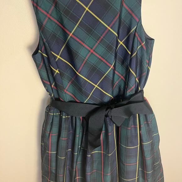 Polo Ralph Lauren Girls Checked Bow Embellished Dress Size 12 Green Plaid - Picture 5 of 11